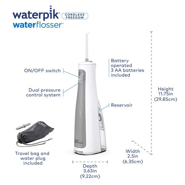 White Waterpik™ Cordless Freedom Water Flosser - Image 2