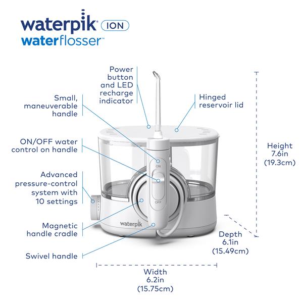 White Waterpik™ ION Countertop Cordless Water Flosser - Image 2