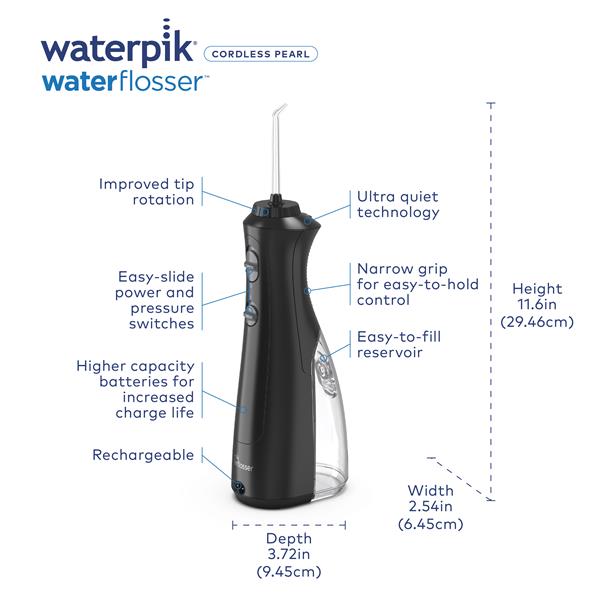 Black Waterpik™ Cordless Pearl Water Flosser - Image 2