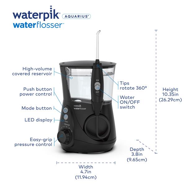 Black Waterpik™ Aquarius™ Water Flosser - Image 2